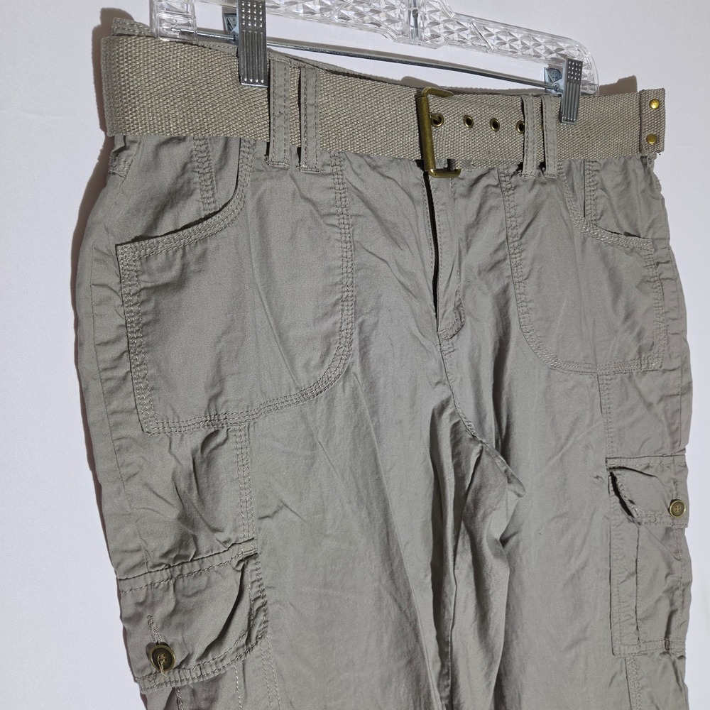 Blue Epic Cargo Pants Womens 14 Taupe Belted Multi Pocket - Picture 4 of 8